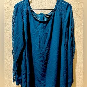 Turquoise sheer plus size top